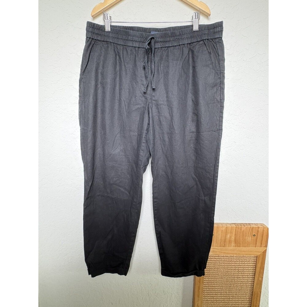 J. Crew Black Linen Blend Pants Sz 12 Lagenlook Resort Vacation Minimalist